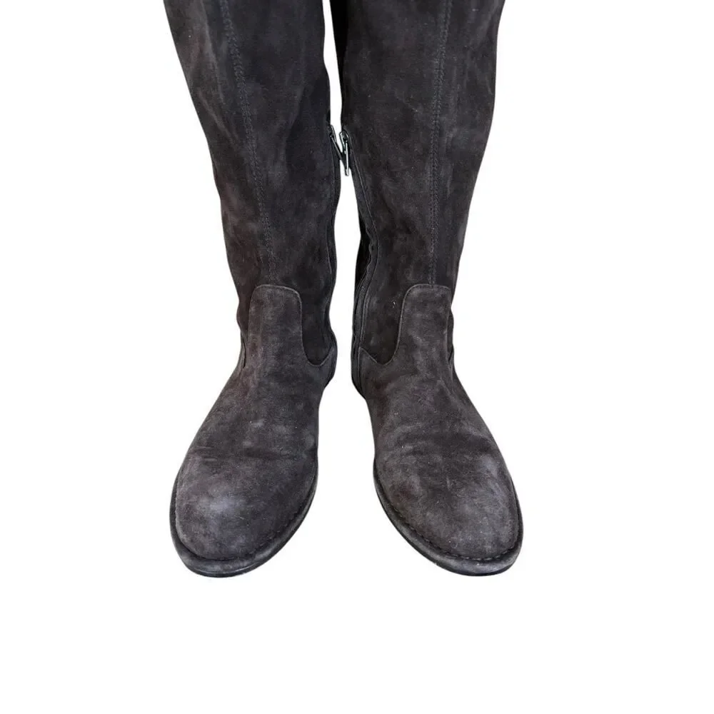 Frye Brown Suede Over-the-Knee Flat Boots with Tie Detail Size 8M